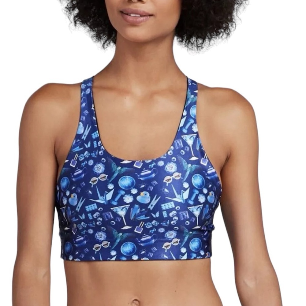 Terez Sing the Blues Sports Bra in Blue Print Size Small